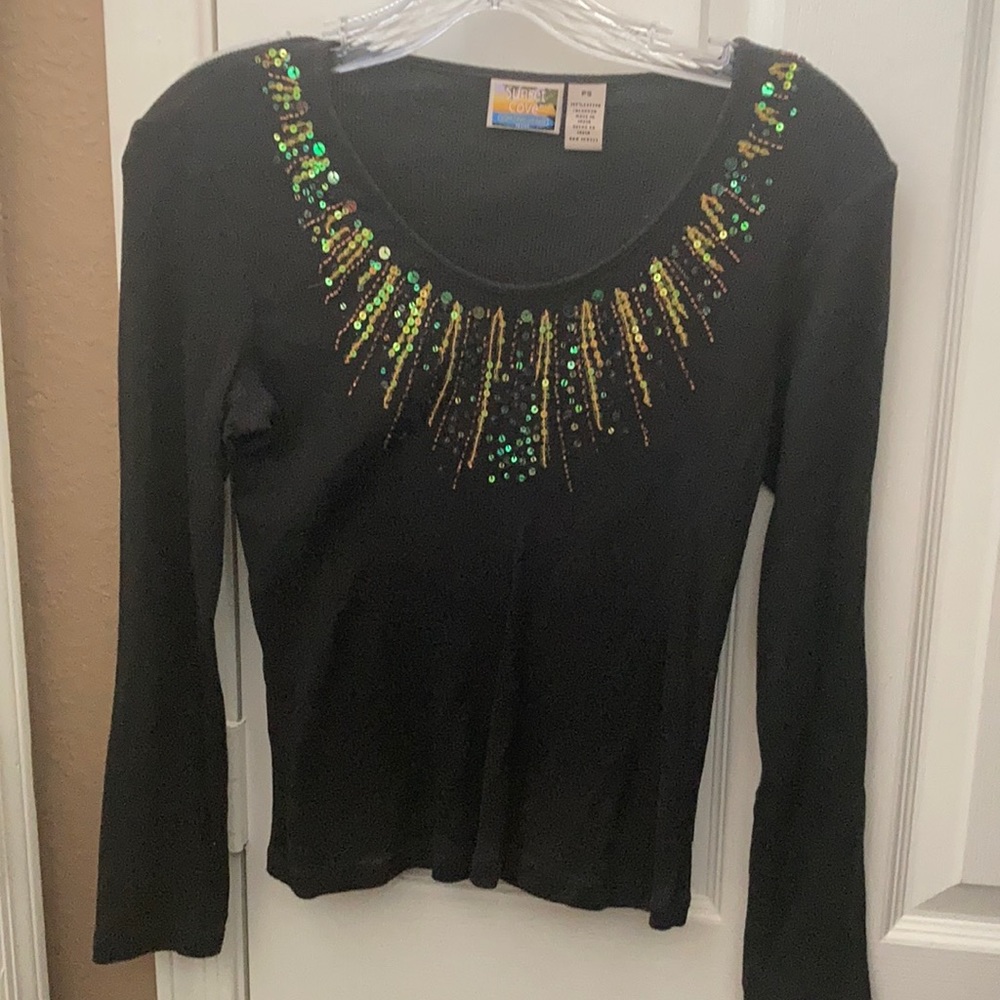 FINAL MARKDOWN Sunset cove decorative ribbed tee shirt (PS)